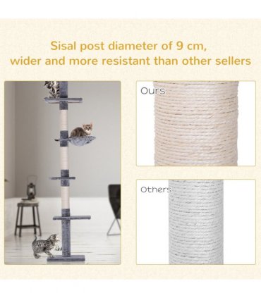 Cat Tree Scratching 5-Tier Kitty Tower  Floor to Ceiling  Adjustable Pawhut