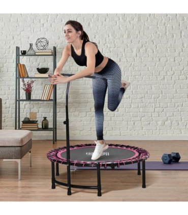Trampoline Outdoor Bouncer Jumper Adjustable Handle Adult Kid Pink HOMCOM