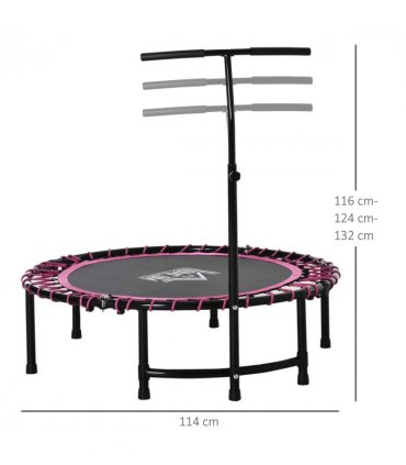 Trampoline Outdoor Bouncer Jumper Adjustable Handle Adult Kid Pink HOMCOM