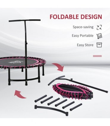 Trampoline Outdoor Bouncer Jumper Adjustable Handle Adult Kid Pink HOMCOM