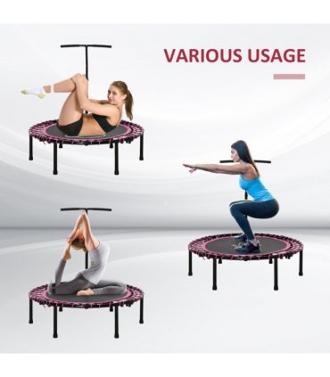 Trampoline Outdoor Bouncer Jumper Adjustable Handle Adult Kid Pink HOMCOM