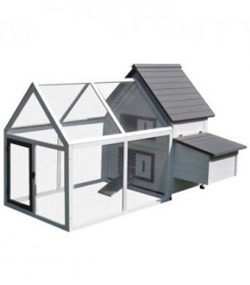Wooden Chicken Coop Hen House Enclosure with Ramp Run Nesting Box Pawhut