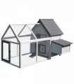 Wooden Chicken Coop Hen House Enclosure with Ramp Run Nesting Box Pawhut