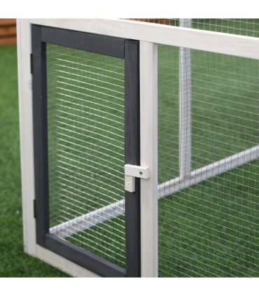 Wooden Chicken Coop Hen House Enclosure with Ramp Run Nesting Box Pawhut