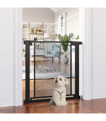 Pressure Fit Safety Gate for Stairs w/ Auto Close 75-82 cm - Black Pawhut