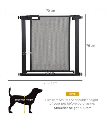 Pressure Fit Safety Gate for Stairs w/ Auto Close 75-82 cm - Black Pawhut