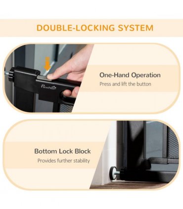 Pressure Fit Safety Gate for Stairs w/ Auto Close 75-82 cm - Black Pawhut