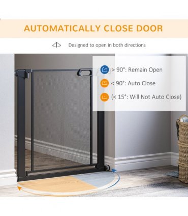 Pressure Fit Safety Gate for Stairs w/ Auto Close 75-82 cm - Black Pawhut