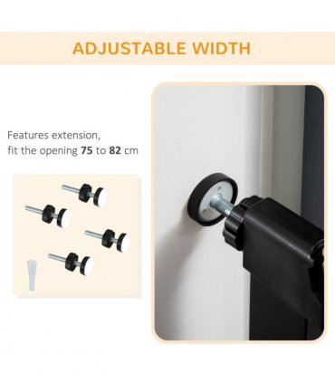 Pressure Fit Safety Gate for Stairs w/ Auto Close 75-82 cm - Black Pawhut