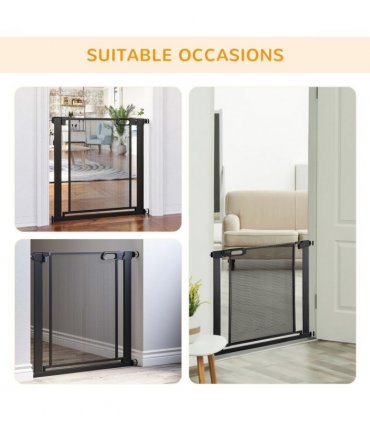Pressure Fit Safety Gate for Stairs w/ Auto Close 75-82 cm - Black Pawhut