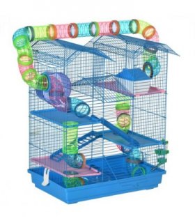 5 Tiers Blue Plastic Hamster Cage Animal Travel Carrier Habitat Kit