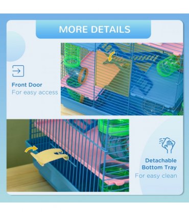 5 Tiers Blue Plastic Hamster Cage Animal Travel Carrier Habitat Kit