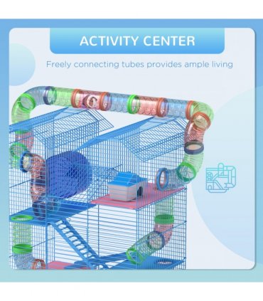 5 Tiers Blue Plastic Hamster Cage Animal Travel Carrier Habitat Kit