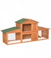 Rabbit Hutch Deluxe Fir Wood Yellow 100H x 215L x 63Wcm Indoor Guinea Pig Cage