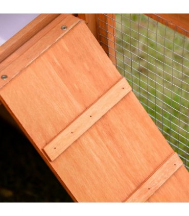Rabbit Hutch Deluxe Fir Wood Yellow 100H x 215L x 63Wcm Indoor Guinea Pig Cage