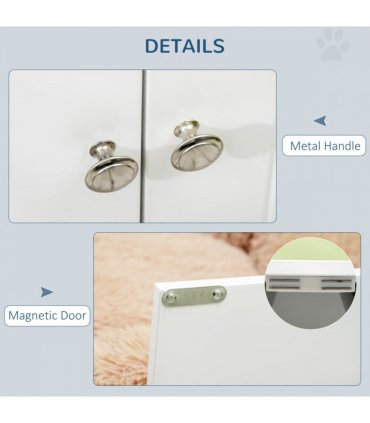 Raised Dog Bowls for Large Dogs Feeding Station Stand, Storage - White Pawhut