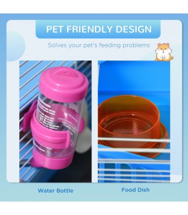 Hamster Cage Carrier Small Animal House w/ Exercise Wheels, Tunnel Tube, Pawhut