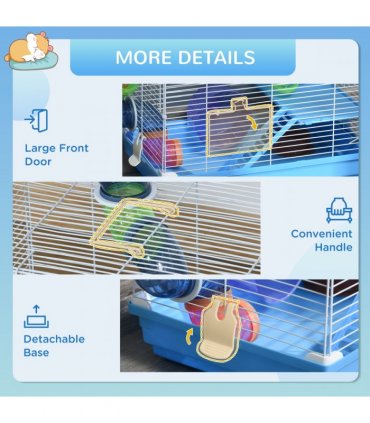 Hamster Cage Carrier Small Animal House w/ Exercise Wheels, Tunnel Tube, Pawhut