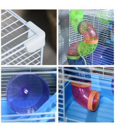 Hamster Cage Carrier Small Animal House w/ Exercise Wheels, Tunnel Tube, Pawhut