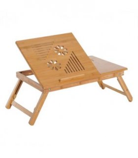 Bamboo Natural wood finish 55L x 35W x 22-30H cm Laptop Desk Tray