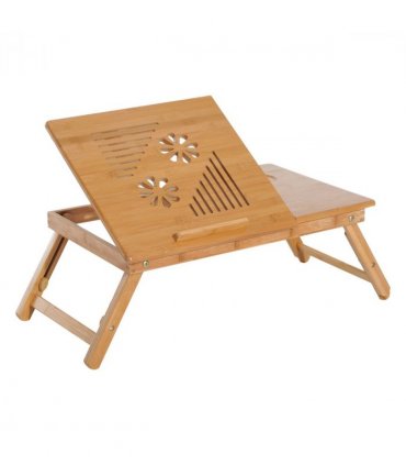 Bamboo Natural wood finish 55L x 35W x 22-30H cm Laptop Desk Tray