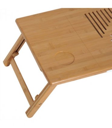 Bamboo Natural wood finish 55L x 35W x 22-30H cm Laptop Desk Tray