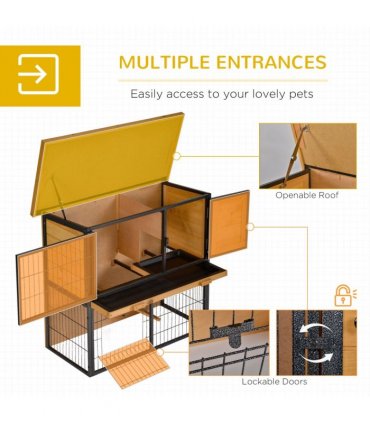Wood-metal Rabbit Hutch Elevated Pet House Outdoor 89.5 x 45 x 81cm Pawhut