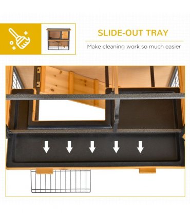 Wood-metal Rabbit Hutch Elevated Pet House Outdoor 89.5 x 45 x 81cm Pawhut