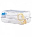 Portable 2 Storey Hamster Cage w/Running Wheel Drinker Feeding Bowl Transparent