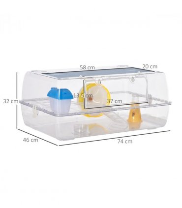 Portable 2 Storey Hamster Cage w/Running Wheel Drinker Feeding Bowl Transparent