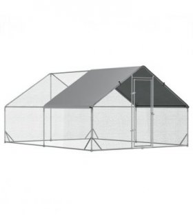 Pet Playpen Large Galvanized Chicken Coop with Cover Silver 3L x 4W x 2H m