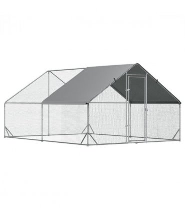 Pet Playpen Large Galvanized Chicken Coop with Cover Silver 3L x 4W x 2H m
