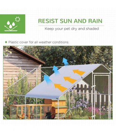 Pet Playpen Large Galvanized Chicken Coop with Cover Silver 3L x 4W x 2H m
