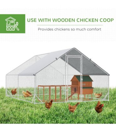 Pet Playpen Large Galvanized Chicken Coop with Cover Silver 3L x 4W x 2H m