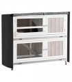 Rabbit Hutch Grey Fir Wood 100H x 122L x 50Wcm Two-Tier with Wheels & Cover