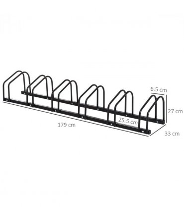 6 Bike Parking Rack Locking Storage Stand Holder Floor Wall Mount Black HOMCOM