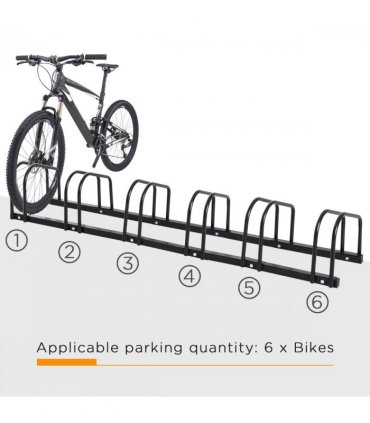 6 Bike Parking Rack Locking Storage Stand Holder Floor Wall Mount Black HOMCOM