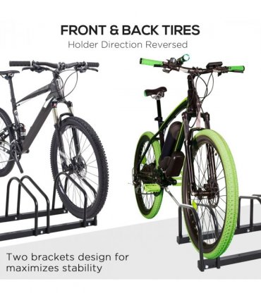 6 Bike Parking Rack Locking Storage Stand Holder Floor Wall Mount Black HOMCOM
