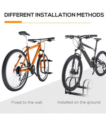 6 Bike Parking Rack Locking Storage Stand Holder Floor Wall Mount Black HOMCOM