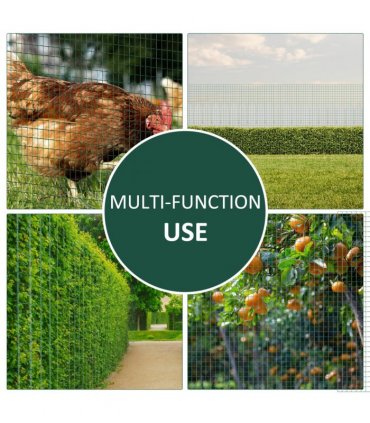 PVC Coated Welded Wire Mesh Chicken Poultry Aviary Fence Run Hutch Pet PawHut