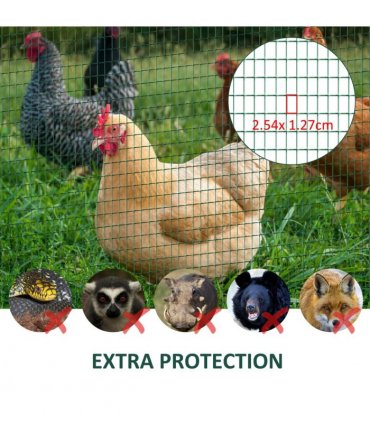 PVC Coated Welded Wire Mesh Chicken Poultry Aviary Fence Run Hutch Pet PawHut