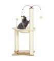 Cat Tree for Indoor Cats w/ Scratching Posts Hammock, Toy Ball - Beige Pawhut