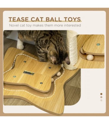 Cat Tree for Indoor Cats w/ Scratching Posts Hammock, Toy Ball - Beige Pawhut