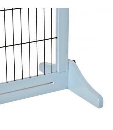 Pet Gate Adjustable Wooden Pet Gate - Freestanding Dog Barrier for Doorway, Grey
