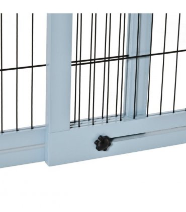 Pet Gate Adjustable Wooden Pet Gate - Freestanding Dog Barrier for Doorway, Grey