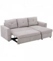 HOMCOM Linen-Look L-Shaped Sofa Bed w/ Storage Bed Sleeper Flat Studio Grey