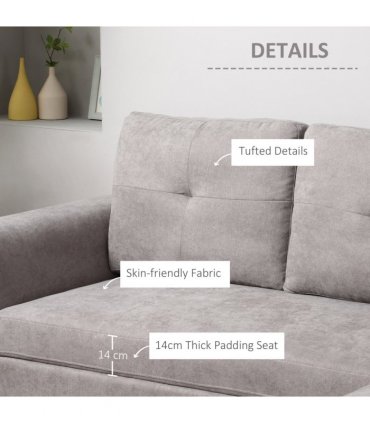 HOMCOM Linen-Look L-Shaped Sofa Bed w/ Storage Bed Sleeper Flat Studio Grey