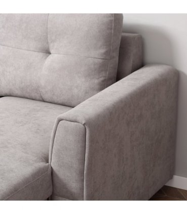 HOMCOM Linen-Look L-Shaped Sofa Bed w/ Storage Bed Sleeper Flat Studio Grey