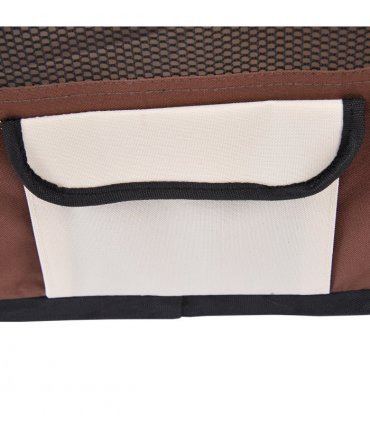 Fabric Pet Puppy Dog Cat Rabbit Pig Guinea Playpen Run Brown Cream M PawHut