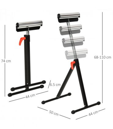 Woodworking Metal Roller Stand Wood Work Rest Adjustable Support HOMCOM